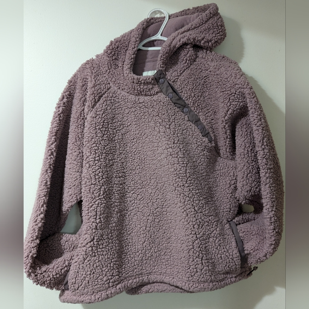 Plush Hooded Sherpa Pullover - Mauve
